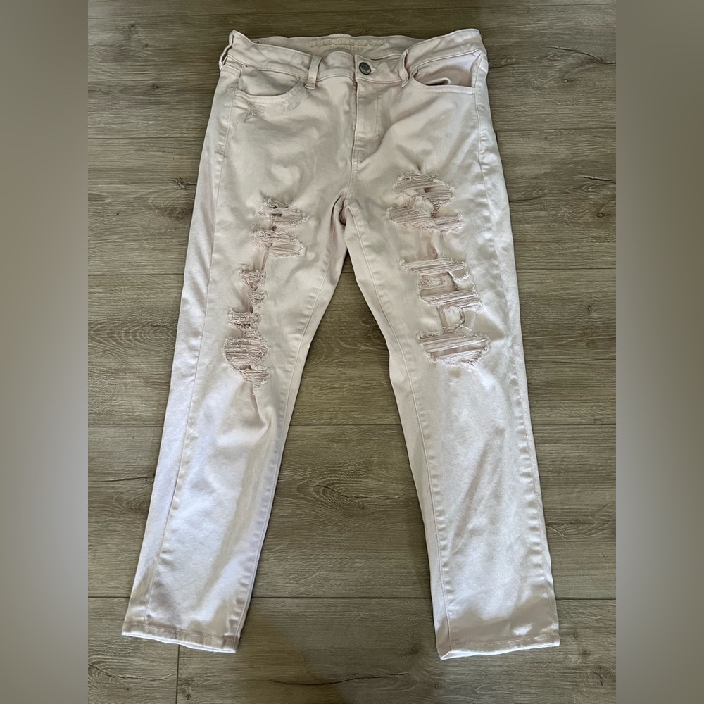 American Eagle Light Pink Jegging Crop Next Level Stretch Jeans Size 16